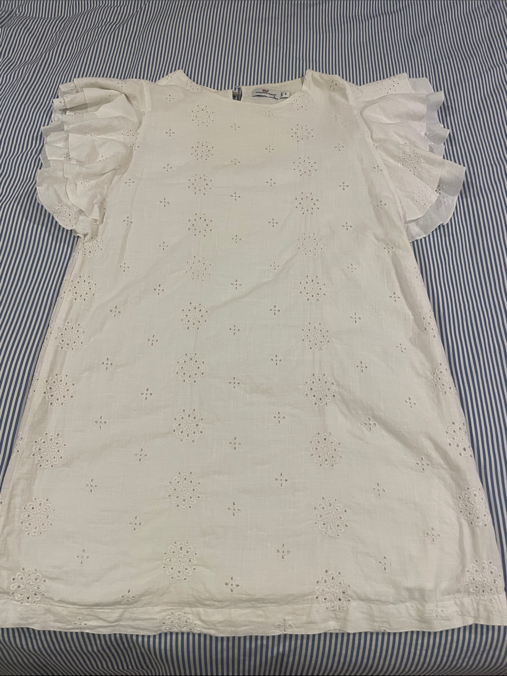 White Eyelet Flutter Sleeve Dress
